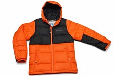 Columbia Omni-Heat Youth Large 14/16 Puffer Jacket Orange Black Hooded Outgrown