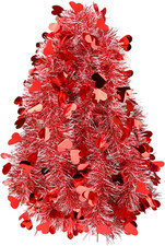 33FT Valentine'S Day Tinsel Garland,Heart Metallic Twisted Hanging Garland for H