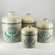 Vintage SHENANDOAH Lacquerware blue set of 4 canister Country Farmhouse