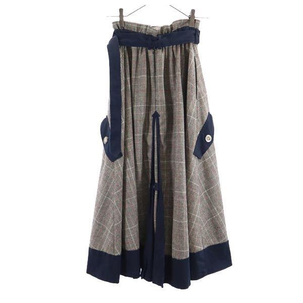 AMERI UNDRESSED Check Pattern Long skirt Gray x n… - image 2