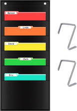 5 Pocket Hanging Wall File Organizer, Storage Pocket Chart, Wall Mount/Over T...