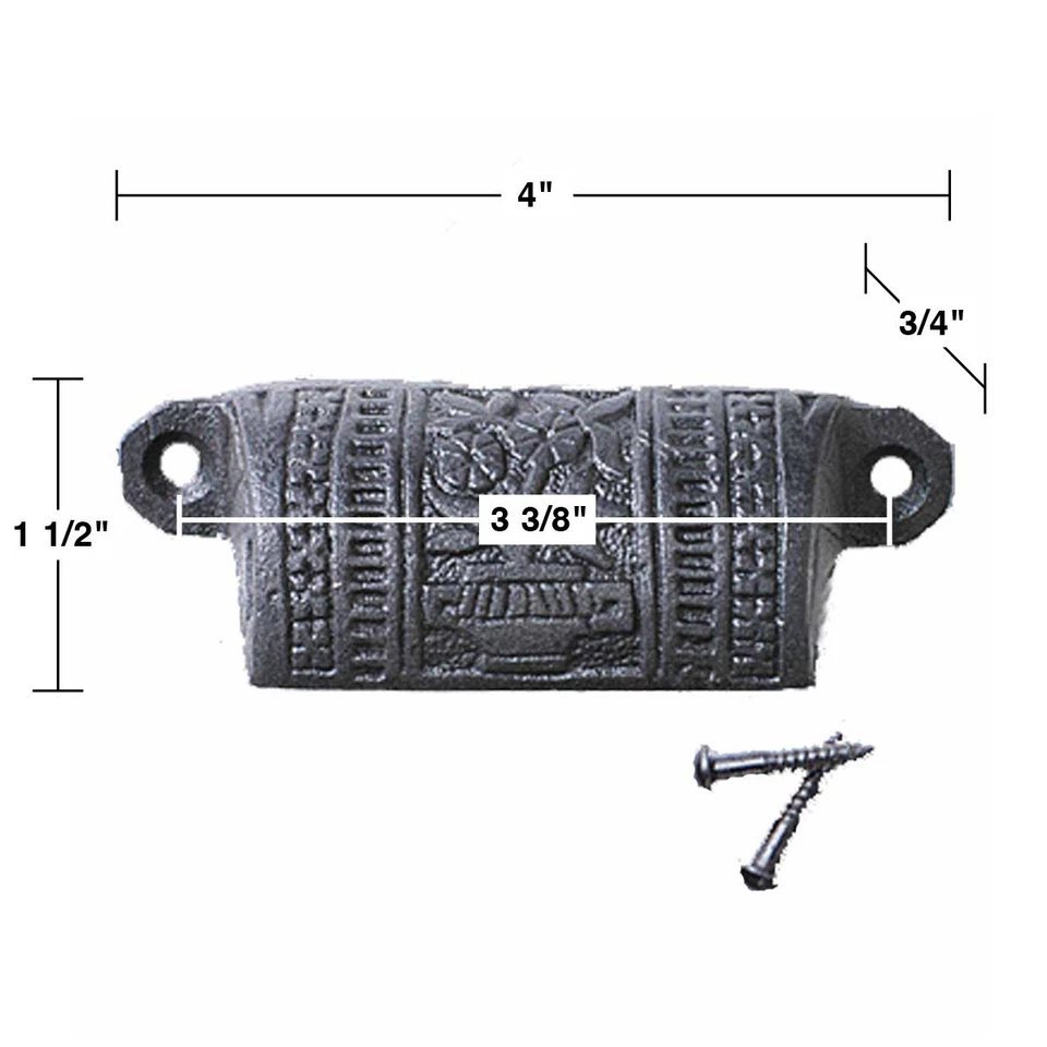 Armario o cajón cubo tirador taza hierro negro 4" W x 1 1/2" H paquete de 4 Foto 2 de 3