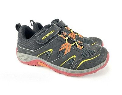 Big Kids Merrell Trail Chaser 4.5 Black Leather Mesh Hiking Sneakers Shoes