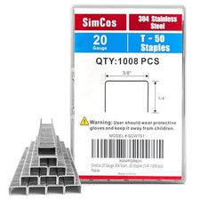20 Gauge 304 Stainless Steel T/50 Staples, 3/8" Crown,1/4" Leg 1/4"--1008 pcs