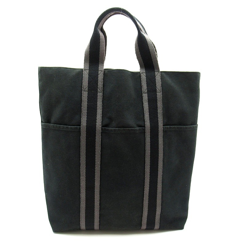 Borsa tote in tela HERMES Fool Toe Kabas nera USATA