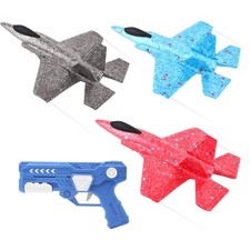 3 Pack Airplane Launcher Toys, Foam Gliders with Catapult, Outdoor Play