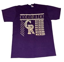 Vintage 1992 MLB Colorado Rockies T Shirt Inaugural Season Purple Medium