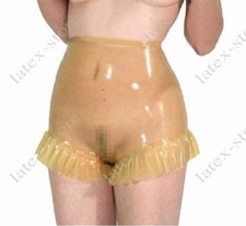 Latex Rubber Gummi ruffle high waist Shorts panties brief undies customized 712