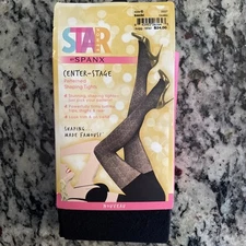 SPANX Star Power Backdrop Black Stage Patterned Shaping Tights  Size C