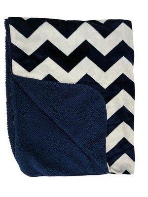 Circo Chevron Baby Blanket Zig Zag Navy Blue White Lovey Sherpa Minky Nautical