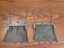 Antique German Silver Mesh/Flapper Purse Lot - 1 Good Art Nouveau, 1 Need Repair