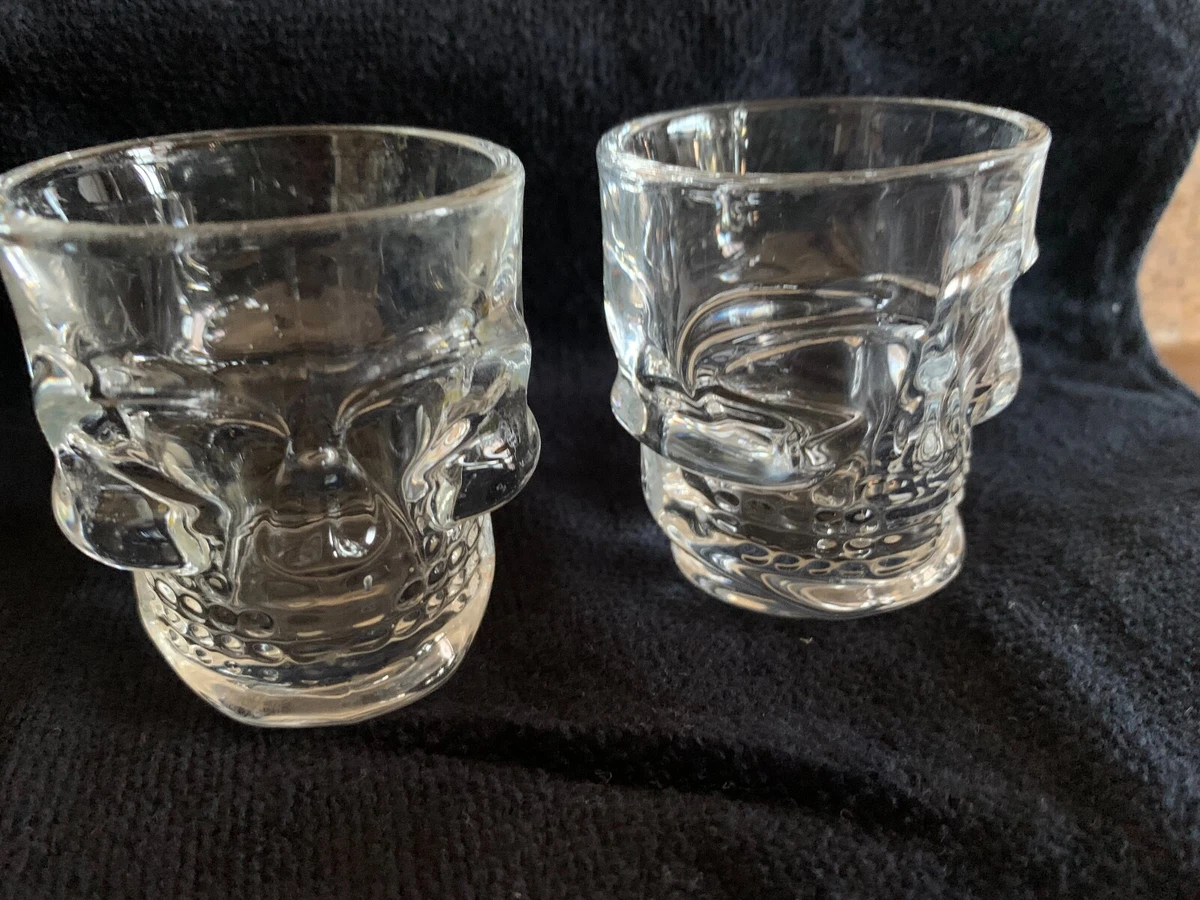 Set Of 2 Glass Skull Head 2oz Shot Glasses Halloween/ Decor | eBay