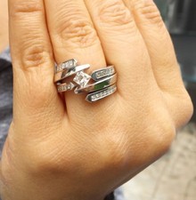 Tension Setting Wedding Ring 2ct Princess Simulated Diamond White Gold Plated