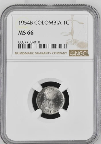 Colombia 1 Centavo 1954B NGC MS 66