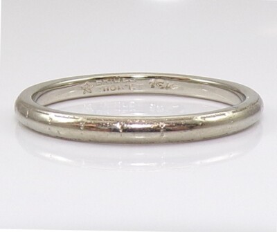 18K White Gold Art Deco Etched Eternity Wedding Band Ring Size LNE2 