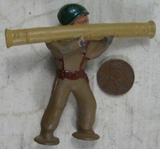 Vintage Barclay Pod Foot Soldier Firing Bazooka Green Helmet 4