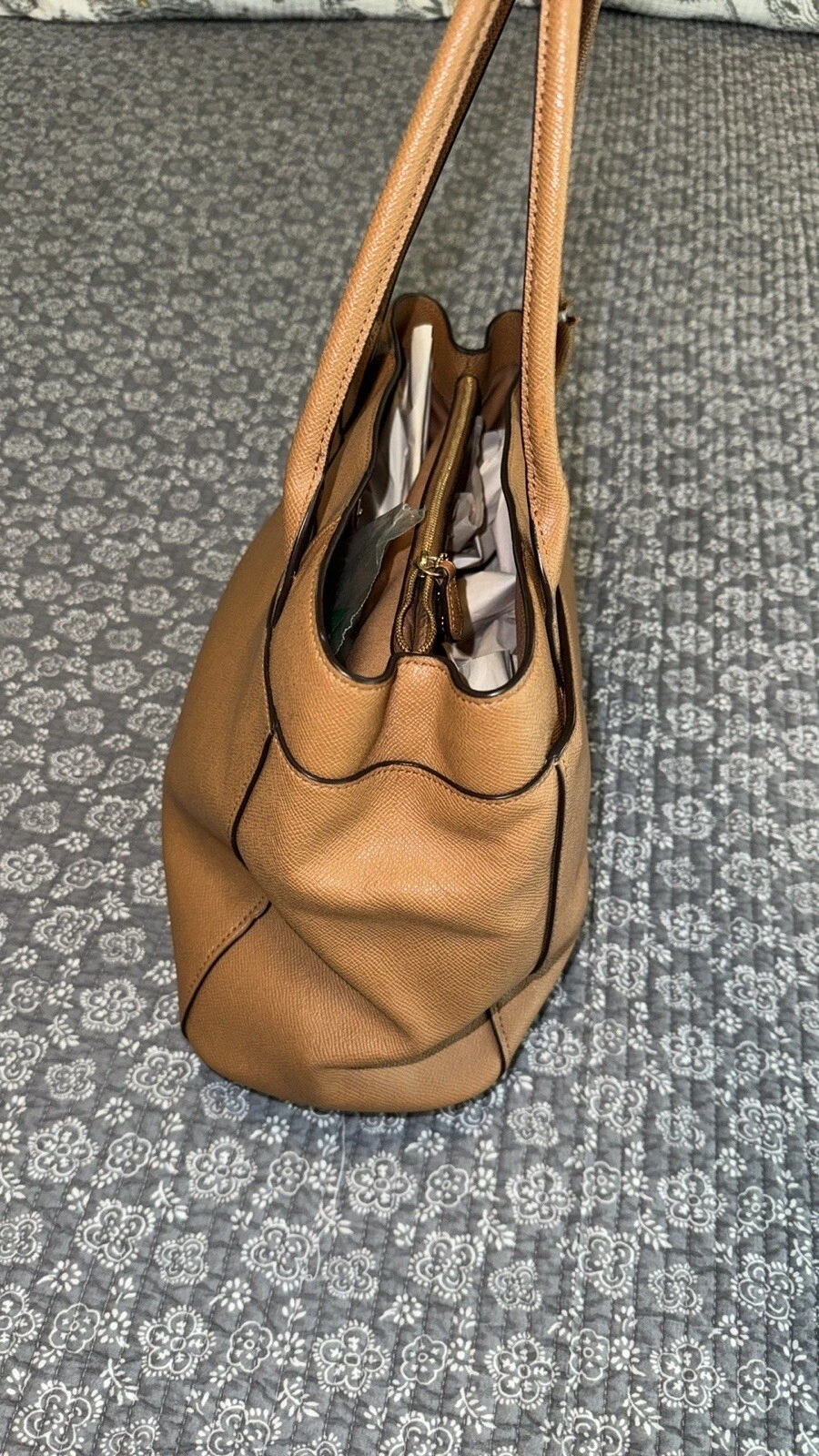 Coach Crossgrain Leather Brown G Casey Tote Carryall Bag Purse F31474