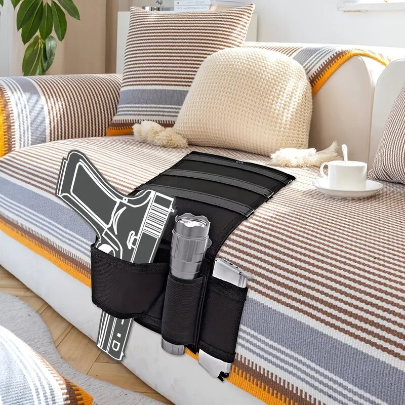 Concealed Under Car Seat Mattress Bedside Gun Pistol Handgun Holster Mag Holder-image