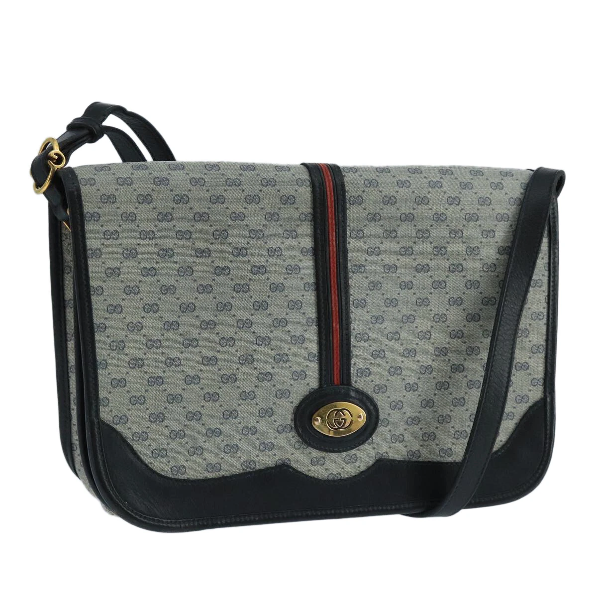 Sac à bandoulière GUCCI Micro GG Supreme PVC bleu marine or 001 113 0551 authentique 104070