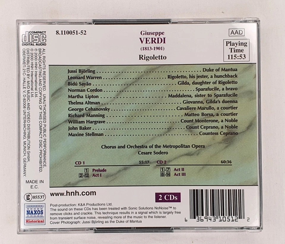 Juego de 2 CD Orquesta Coro Ópera Clásica Verdi Rigoletto Interpretaciones Inmortales Foto 2 de 2