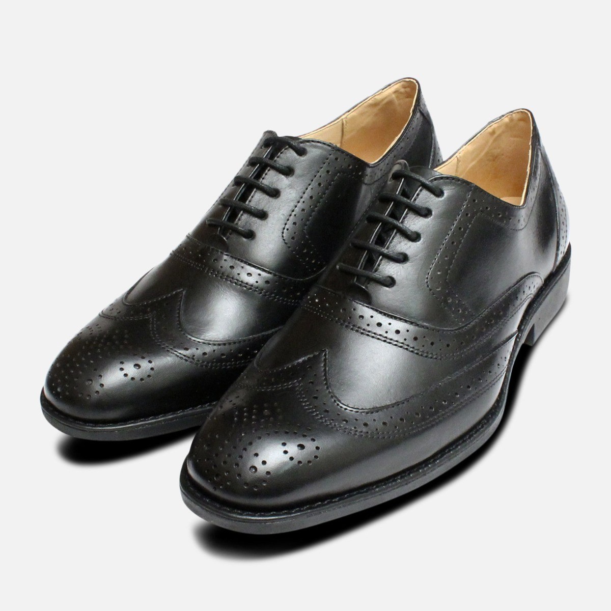Thursday Wingtip Aviator Classic Black Leather Men\'s Brogues Size 10.5 Men main image 2