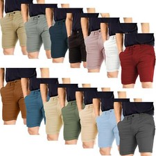 Premium Mens Stretch Chino Shorts Roll Up Cotton Slim Fit Casual Summer Twill