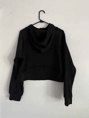 Laslulu Cropped Hoodie Womens Large Black Fleece Lined 1/4 Zip