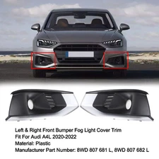 Left & Right Front Bumper Fog Light Grille Cover Trim For Audi A4L 2020-2022 22