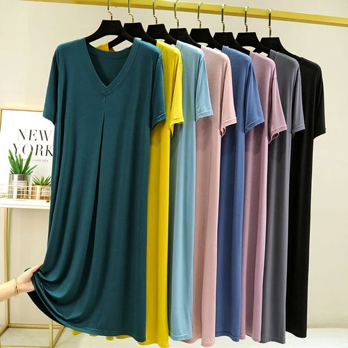 Mujeres Manga Corta Camisón Camisa para Dormir Camiseta Pijama Prenda para el torso Vestido Camiseta Camisón - Imagen 6 de 30