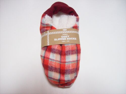 Old Navy Slipper Socks Women's Large Red Plaid S/M New - Picture 1 of 2