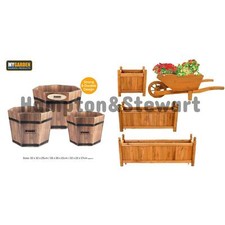 WOODEN GARDEN PLANTERS OUTDOOR PLANTS FLOWERS POT SQUARE RECTANGULAR DISPLAY NEW