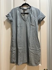 Loft Denim dress Vneck Short Sleeve Small Armpit To Armpit 20”slide Pockets