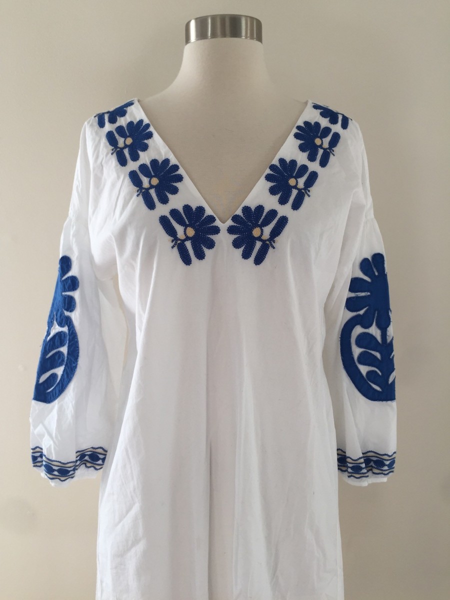 madewell white embroidered dress Embroidered Sailor Collar Mini Dress White Multi / L
