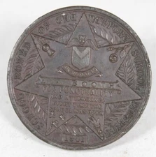 Antique bronze medallion medal School board of the Newport School district 1901 