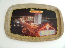 Ancien fabuleux plateau métal Las Vegas vue aérienne du Strip la nuit