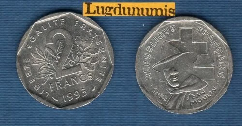 Pièces de monnaie françaises de 2 francs, sur un jean moulin
