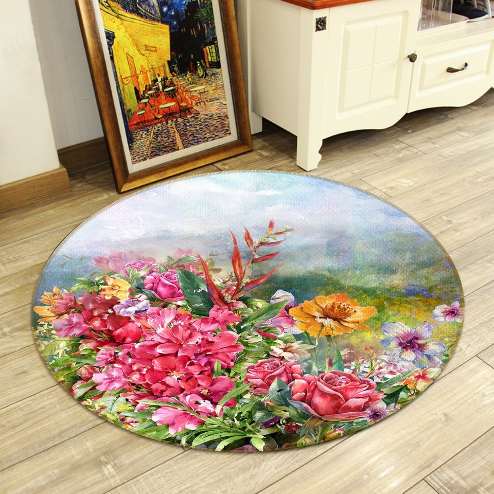 3D Painted Pink Flower 1286 Skromova Marina Rug Non Slip Rug Mat