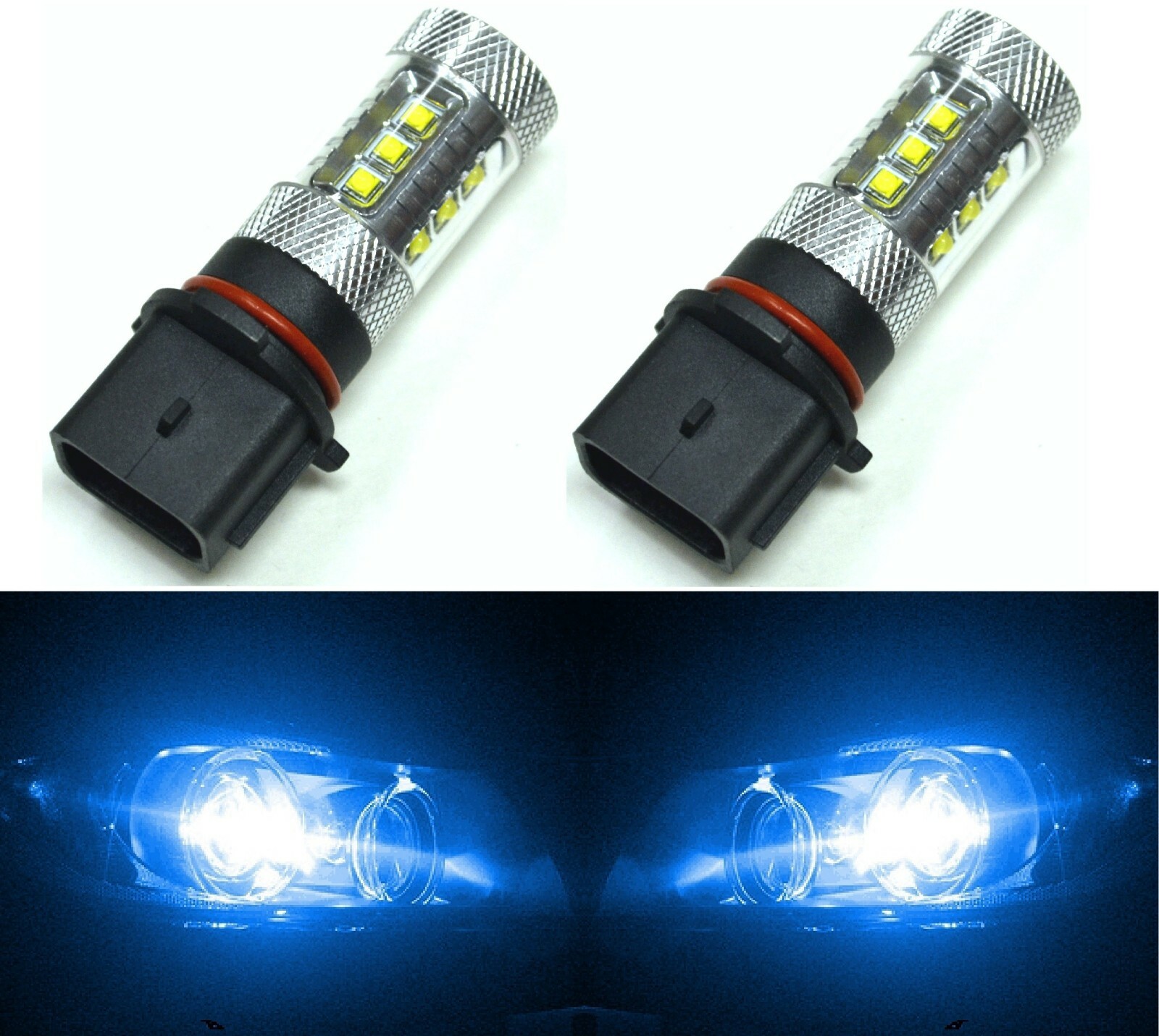 LED 80W 12278 PSX26W Blue 10000K Two Bulbs Fog Light Replace Show Color