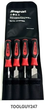 SNAP ON TOOLS SGHBF500A 4pc Red Instinct Soft Grip Handle Mixed File Set NEW+