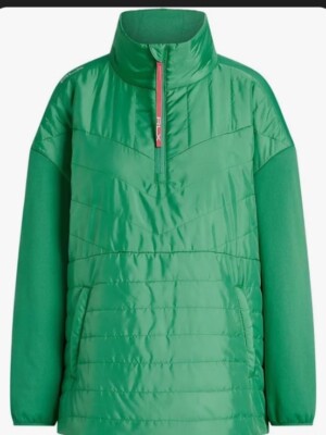 Ralph Lauren RLX Quilted Panel 1/4 Zip Hybrid Jacket Women's M Raft Green $248