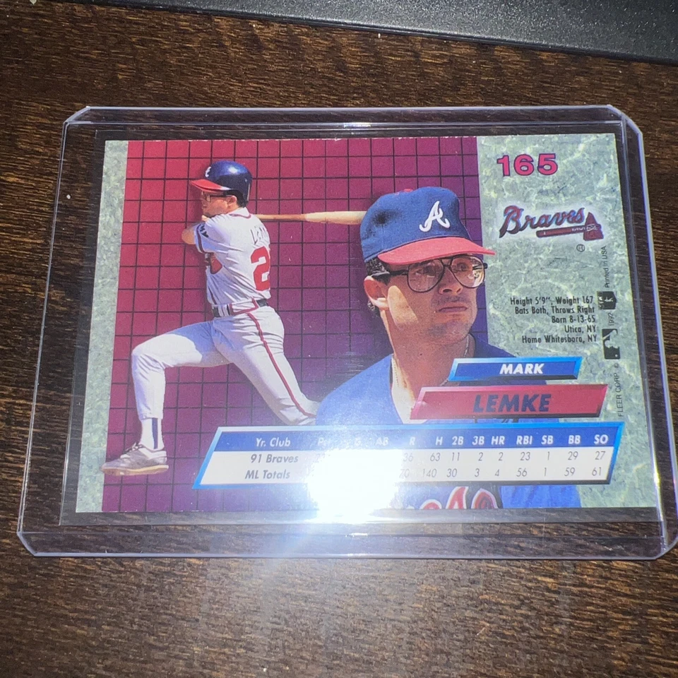 Mark Lemke auto 1992 Fleer Ultra #165 Atlanta Braves - Image 2 of 2