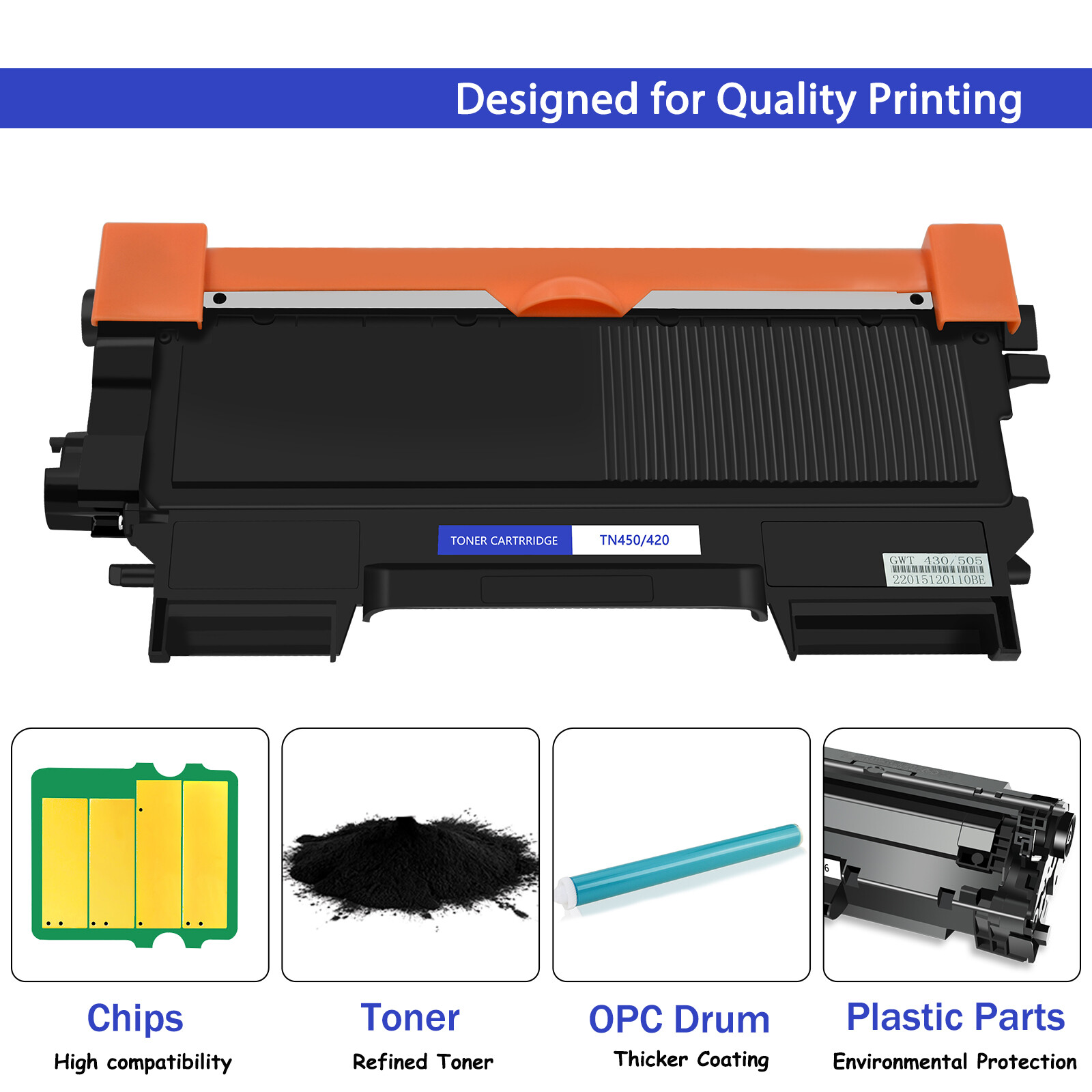 for Brother 5PK TN450 Toner + 3PK DR420 Drum Unit HL2240 HL2240D HL