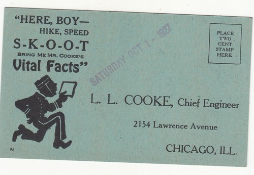 L L Cook Chief Engineer Mr Cooke's Vital Facts about Electricity Chicago 1927