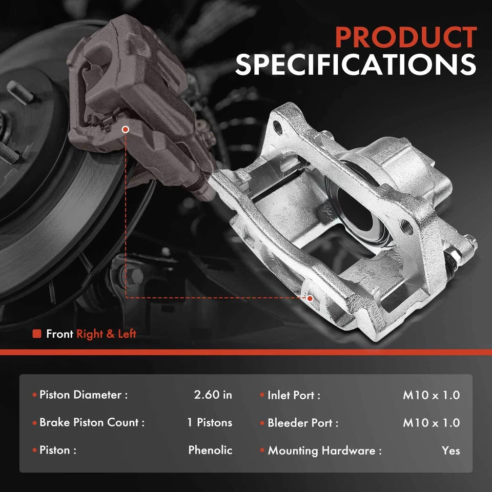 Par de pinzas de freno delanteras laterales con soporte para Jeep Wrangler Dodge Grand Caravan Foto 2 de 4