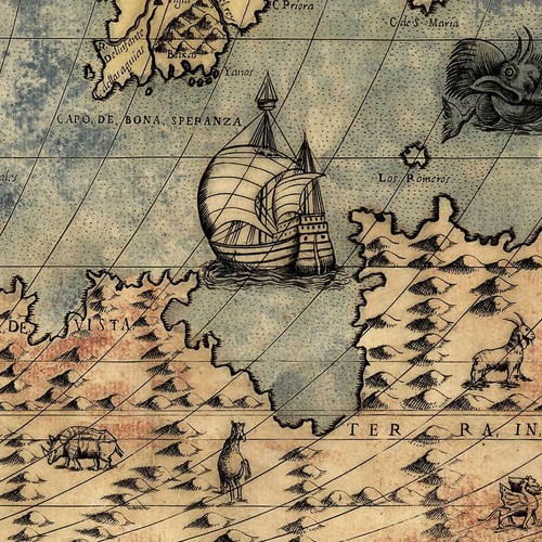 Italian Old World Exploration Angel & Cherub Map by Paolo Forlani circa 1565 - Picture 6 of 9