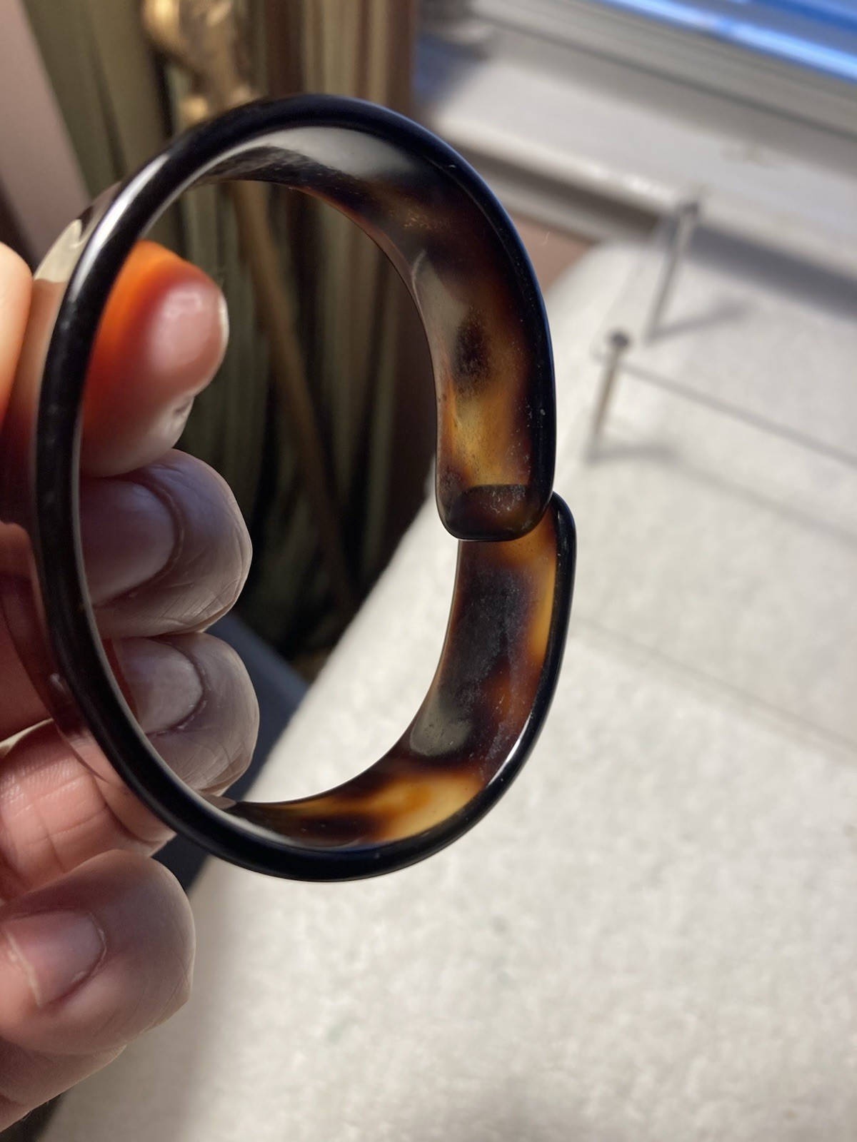 Bangle Tortoise Pattern Brown Cuff Bracelet Vinta… - image 3