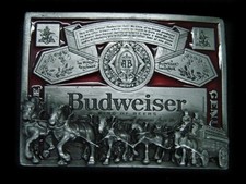 UA17141 COOL VINTAGE 1970s  BUDWEISER KING OF BEERS  ADVERTISEMENT BELT BUCKLE