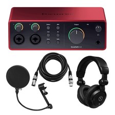 Focusrite Scarlett 4i4 4th Gen USB Interface w/SW, w/Headphones,2x 10' XLR