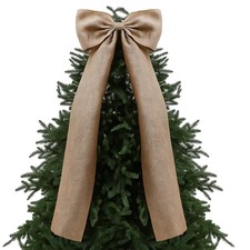 Extra Large Christmas Burlap Bow 20x47" Giant Tree Topper with Long Streamers