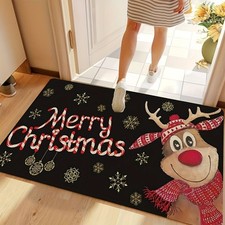 Merry Christmas Door Mat   Non-Slip Deer Pattern Floor Rug for Home Decor.